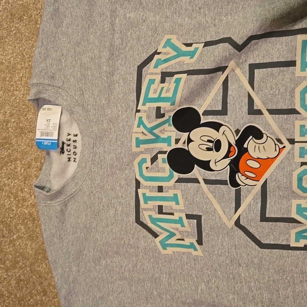 NWT Rue 21 Disney Mickey Mouse Heather Gray Sweatshirt #28 Size 2X - Picture 4 of 10